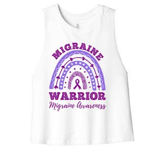 Migraine Warrior Migraine Awareness Rainbow Women's Racerback Cropped Tank