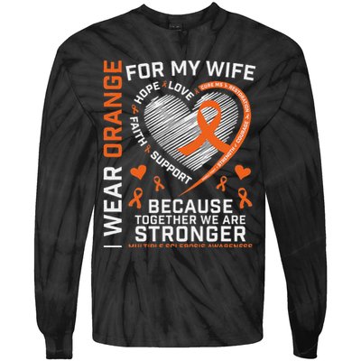 Ms Wife Multiple Sclerosis Ms Awareness Tie-Dye Long Sleeve Shirt