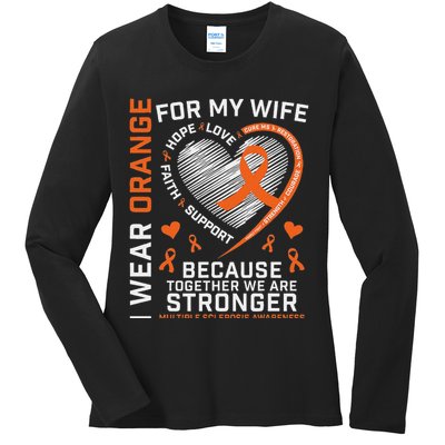 Ms Wife Multiple Sclerosis Ms Awareness Ladies Long Sleeve Shirt