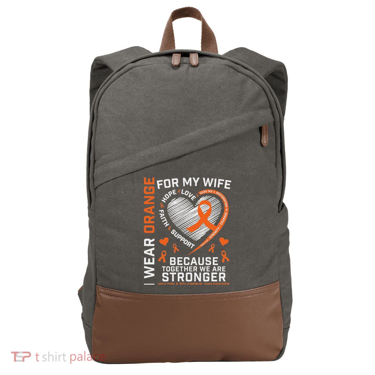 Ms Wife Multiple Sclerosis Ms Awareness Cotton Canvas Backpack
