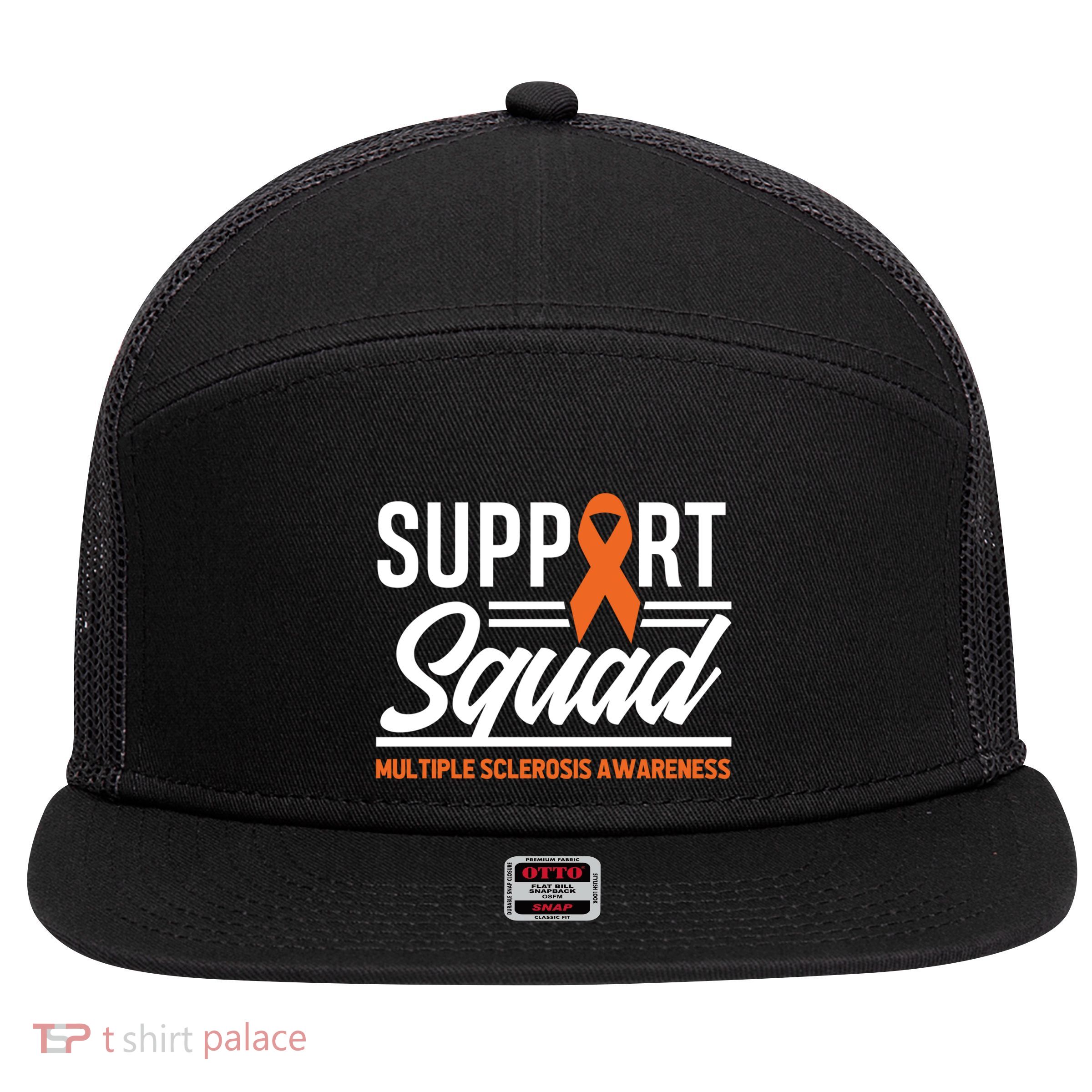Ms Warrior Ms Support Squad Multiple Sclerosis Awareness Cute Gift 7 Panel Mesh Trucker Snapback Hat