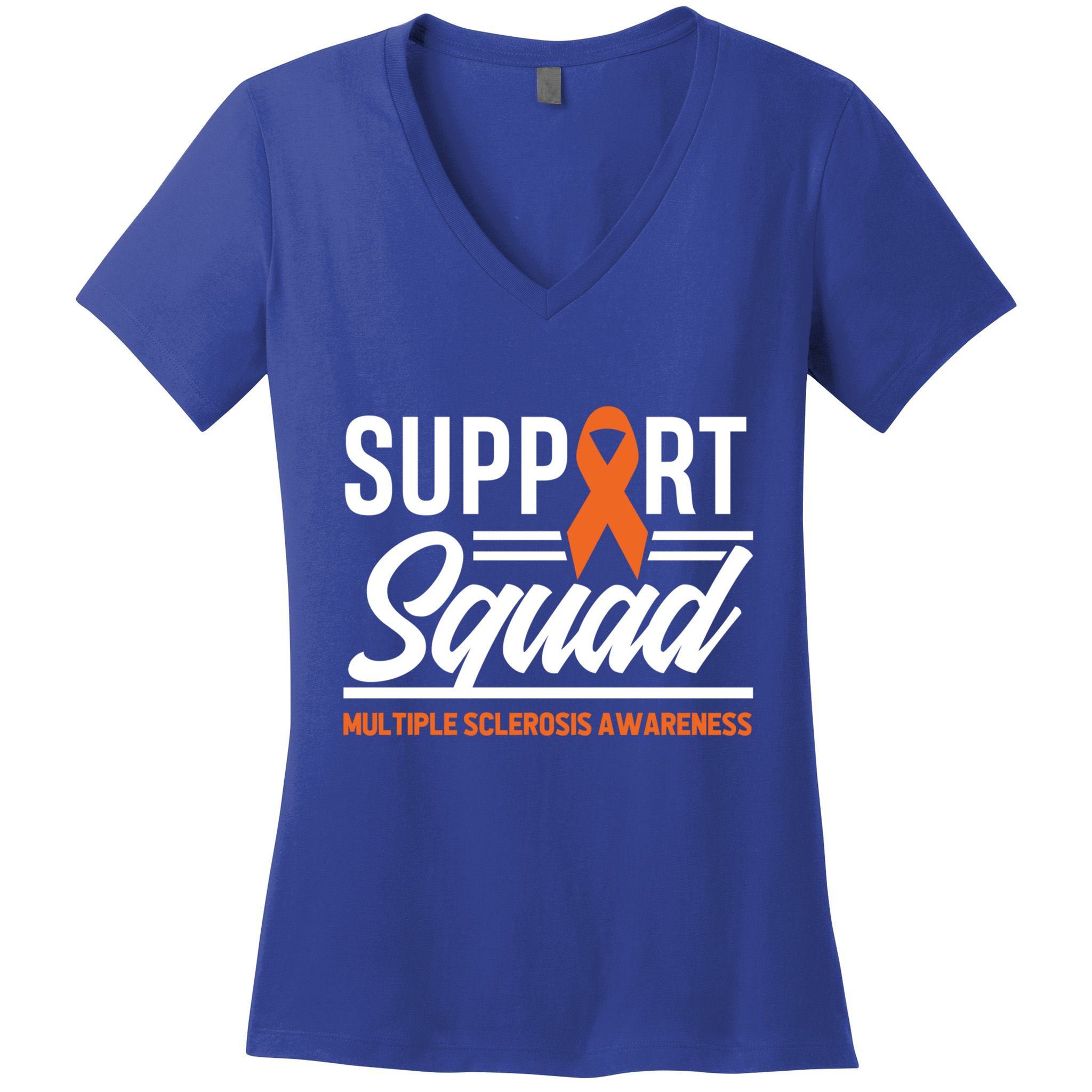 Ms Warrior Ms Support Squad Multiple Sclerosis Awareness Cute Gift Women's V-Neck T-Shirt