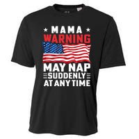 Mama Warning May Nap Suddenly At Any Time American Flag Cooling Performance Crew T-Shirt