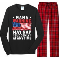 Mama Warning May Nap Suddenly At Any Time American Flag Long Sleeve Pajama Set