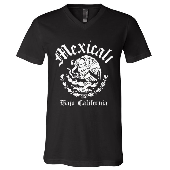 Mexicali With Mexican Emblem Mexicali V-Neck T-Shirt