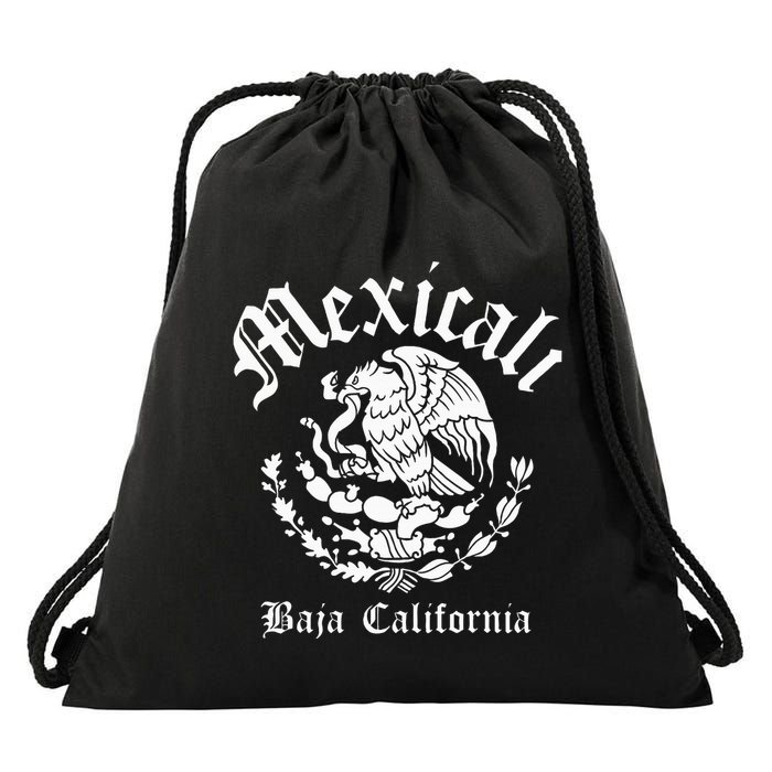 Mexicali With Mexican Emblem Mexicali Drawstring Bag