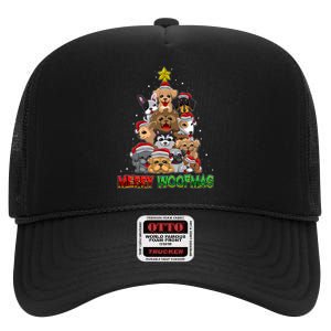 Merry Woofmas Merry Christmas For Dog Lovers High Crown Mesh Back Trucker Hat