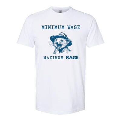 Minimum Wage Maximum Rage Vintage Opossum Meme Possum Lover Softstyle® CVC T-Shirt