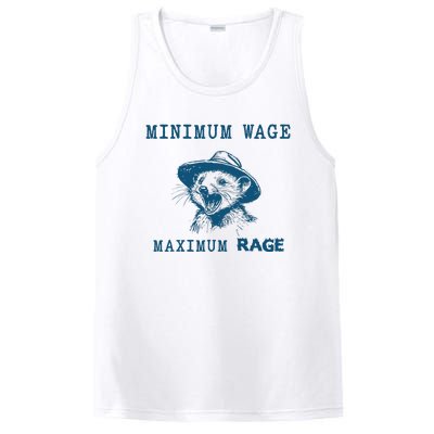 Minimum Wage Maximum Rage Vintage Opossum Meme Possum Lover PosiCharge Competitor Tank