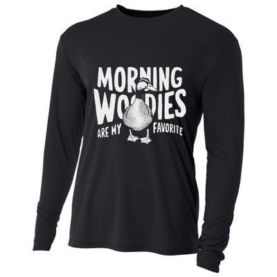 Morning Woody My Favorite Duck Hunting Funny Hunter Cooling Performance Long Sleeve Crew