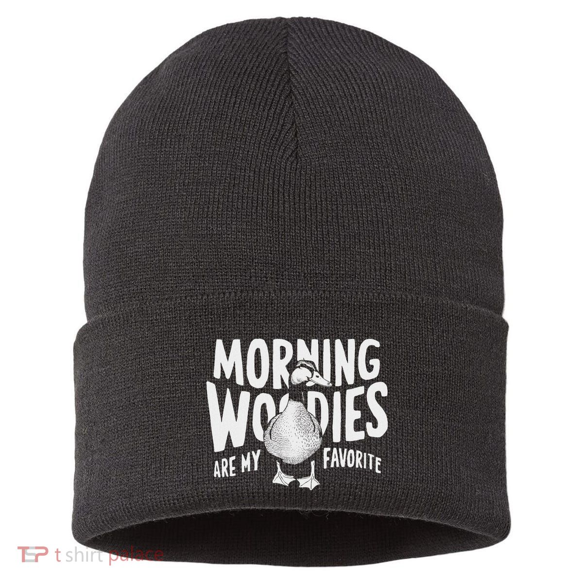 Morning Woody My Favorite Duck Hunting Funny Hunter Sustainable Knit Beanie