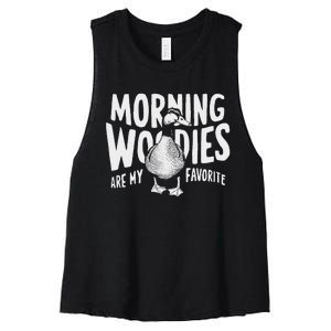 Morning Woody My Favorite Duck Hunting Funny Hunter Women's Racerback Cropped Tank