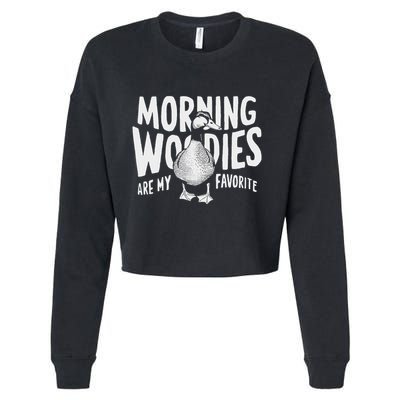 Morning Woody My Favorite Duck Hunting Funny Hunter Cropped Pullover Crew