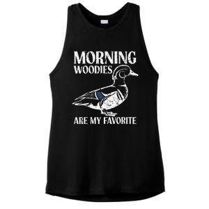 Morning Woody My Favorite Duck Hunting Funny Hunter Ladies PosiCharge Tri-Blend Wicking Tank