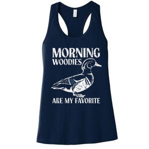 Morning Woody My Favorite Duck Hunting Funny Hunter Women's Racerback Tank