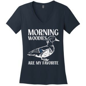 Morning Woody My Favorite Duck Hunting Funny Hunter Women's V-Neck T-Shirt