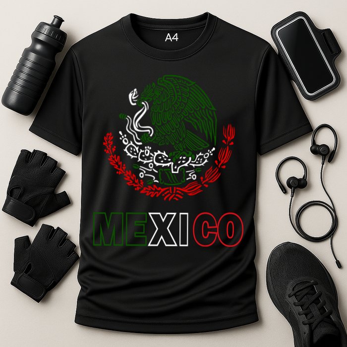 Mexico With Mexican Eagle From Flag Cooling Performance Crew T-Shirt