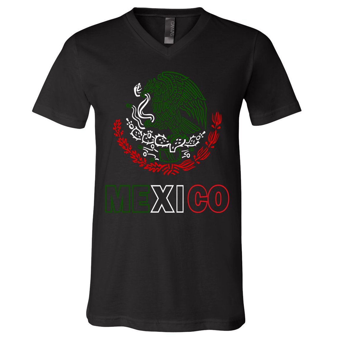Mexico With Mexican Eagle From Flag V-Neck T-Shirt