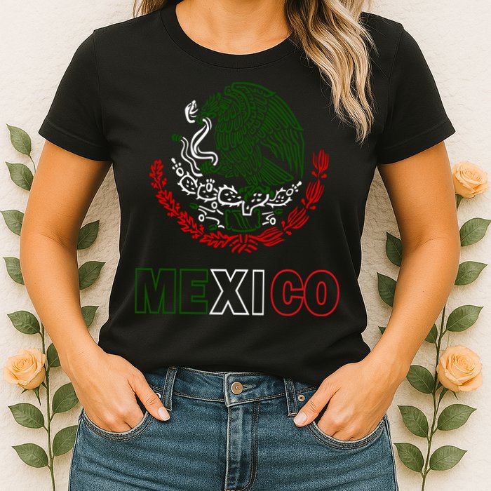 Mexico With Mexican Eagle From Flag Womens T-Shirt