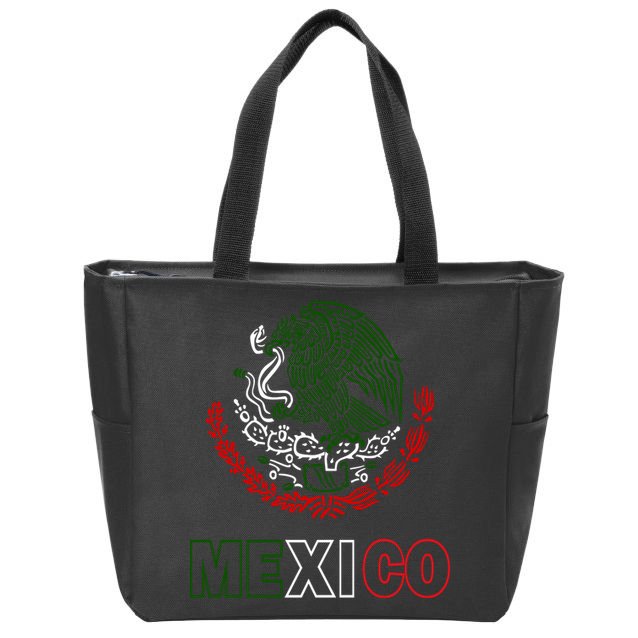 Mexico With Mexican Eagle From Flag Zip Tote Bag
