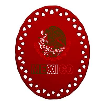 Mexico With Mexican Eagle From Flag Ceramic Oval Ornament