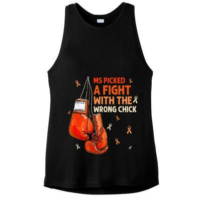 Ms Warrior Ms Picked A Fight Multiple Sclerosis Awareness Ladies PosiCharge Tri-Blend Wicking Tank