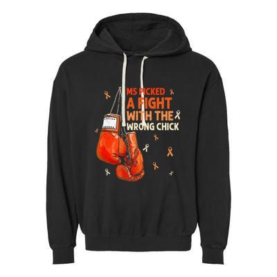 Ms Warrior Ms Picked A Fight Multiple Sclerosis Awareness Garment-Dyed Fleece Hoodie