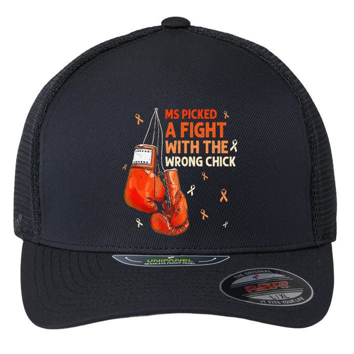 Ms Warrior Ms Picked A Fight Multiple Sclerosis Awareness Flexfit Unipanel Trucker Cap