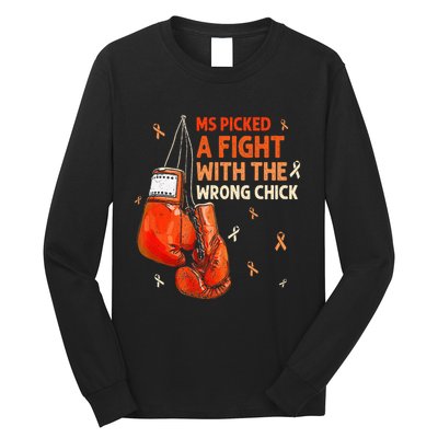 Ms Warrior Ms Picked A Fight Multiple Sclerosis Awareness Long Sleeve Shirt