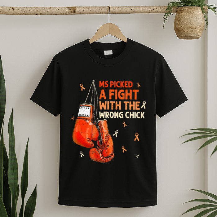 Ms Warrior Ms Picked A Fight Multiple Sclerosis Awareness T-Shirt