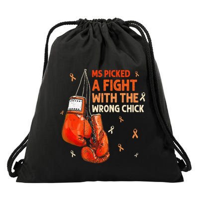 Ms Warrior Ms Picked A Fight Multiple Sclerosis Awareness Drawstring Bag