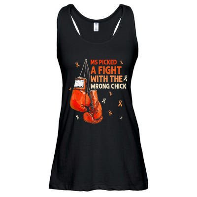 Ms Warrior Ms Picked A Fight Multiple Sclerosis Awareness Ladies Essential Flowy Tank