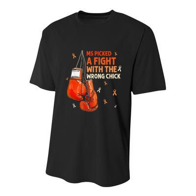 Ms Warrior Ms Picked A Fight Multiple Sclerosis Awareness Youth Performance Sprint T-Shirt