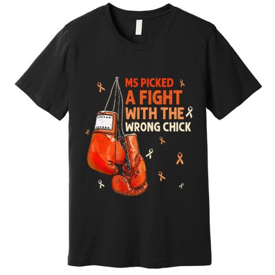 Ms Warrior Ms Picked A Fight Multiple Sclerosis Awareness Premium T-Shirt