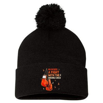 Ms Warrior Ms Picked A Fight Multiple Sclerosis Awareness Pom Pom 12in Knit Beanie