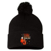 Ms Warrior Ms Picked A Fight Multiple Sclerosis Awareness Pom Pom 12in Knit Beanie