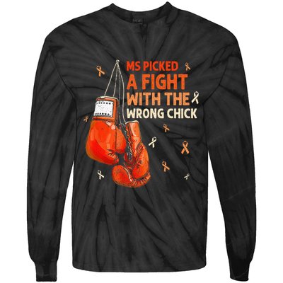 Ms Warrior Ms Picked A Fight Multiple Sclerosis Awareness Tie-Dye Long Sleeve Shirt