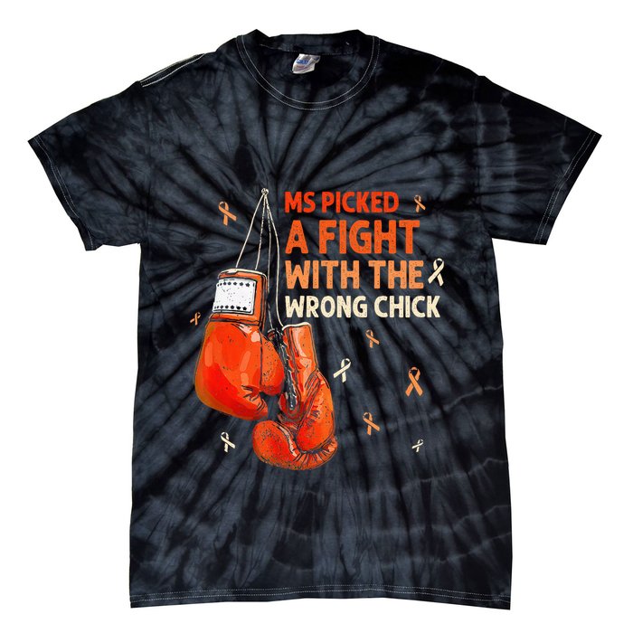 Ms Warrior Ms Picked A Fight Multiple Sclerosis Awareness Tie-Dye T-Shirt