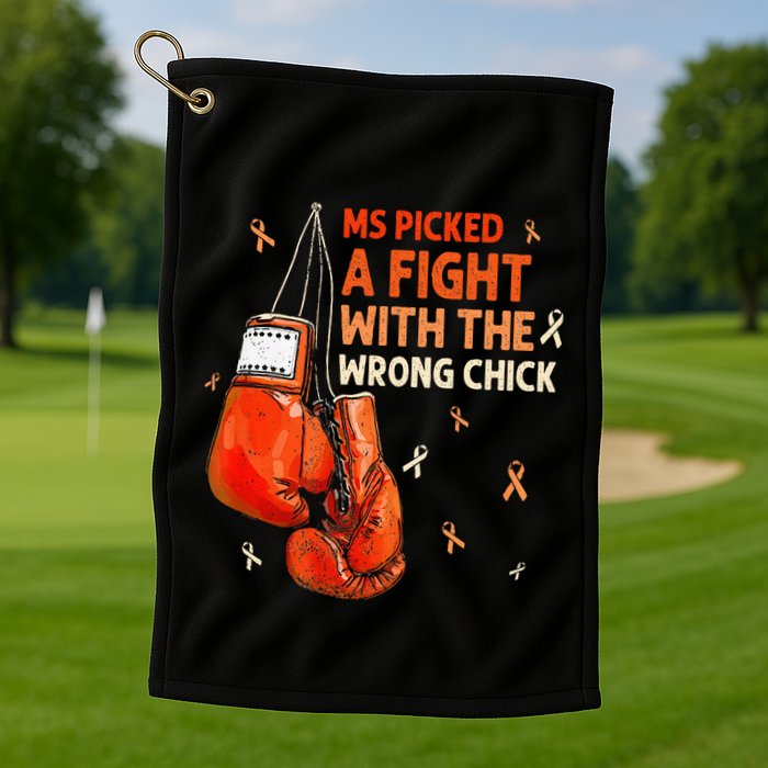 Ms Warrior Ms Picked A Fight Multiple Sclerosis Awareness Golf Towel