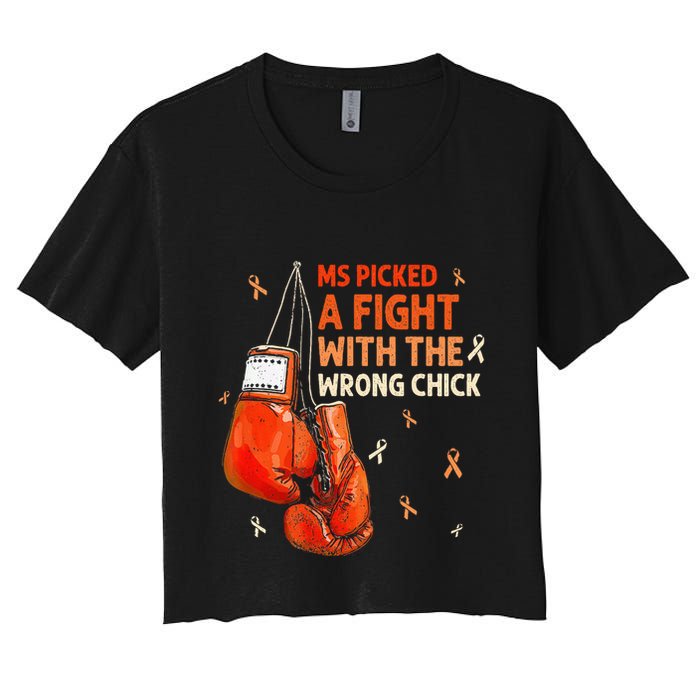 Ms Warrior Ms Picked A Fight Multiple Sclerosis Awareness Crop Top