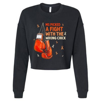 Ms Warrior Ms Picked A Fight Multiple Sclerosis Awareness Cropped Pullover Crew
