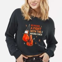 Ms Warrior Ms Picked A Fight Multiple Sclerosis Awareness Cropped Pullover Crew