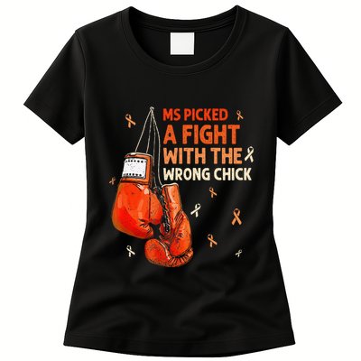 Ms Warrior Ms Picked A Fight Multiple Sclerosis Awareness Womens T-Shirt