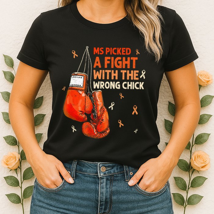 Ms Warrior Ms Picked A Fight Multiple Sclerosis Awareness Womens T-Shirt