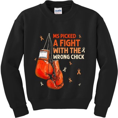 Ms Warrior Ms Picked A Fight Multiple Sclerosis Awareness Kids Sweatshirt