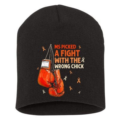 Ms Warrior Ms Picked A Fight Multiple Sclerosis Awareness Short Acrylic Beanie
