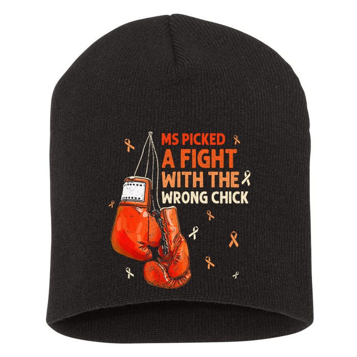 Ms Warrior Ms Picked A Fight Multiple Sclerosis Awareness Short Acrylic Beanie