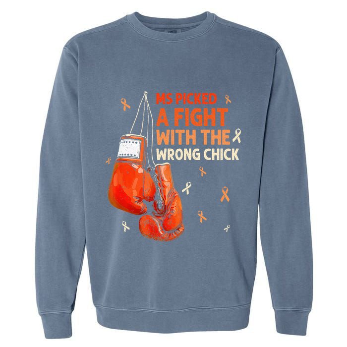 Ms Warrior Ms Picked A Fight Multiple Sclerosis Awareness Garment-Dyed Sweatshirt