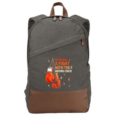 Ms Warrior Ms Picked A Fight Multiple Sclerosis Awareness Cotton Canvas Backpack