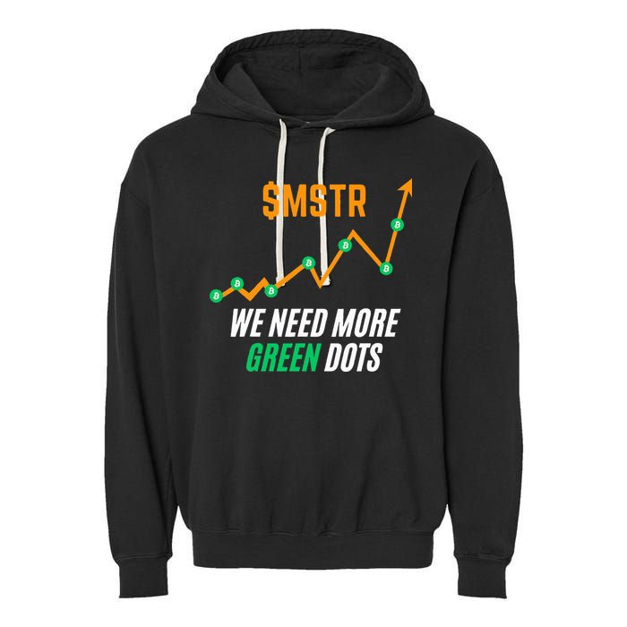 $Mstr We Need More Green Dots Microstrategy Bitcoin Garment-Dyed Fleece Hoodie